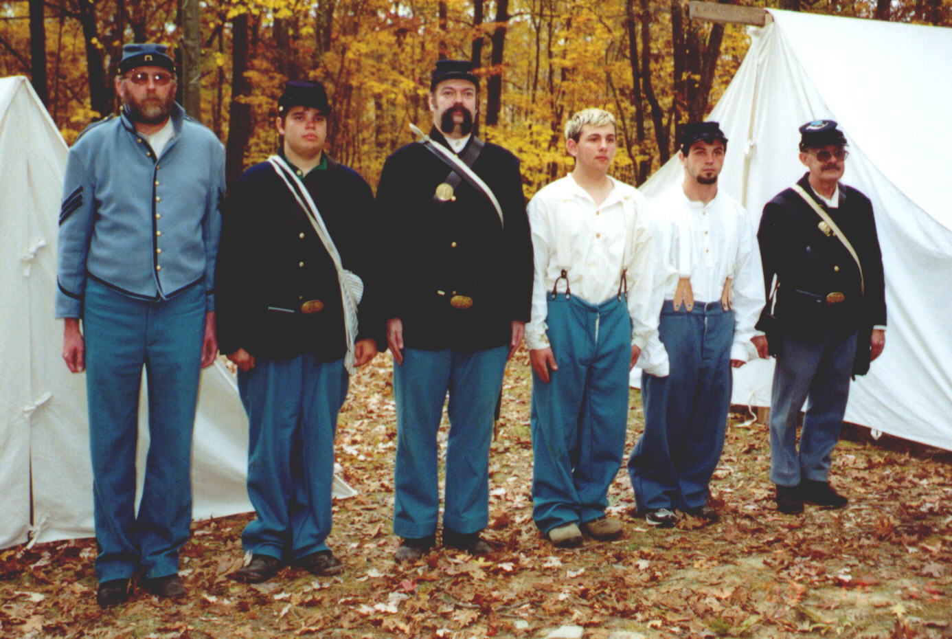 149th troops at Newtown Battlefield, October 2000